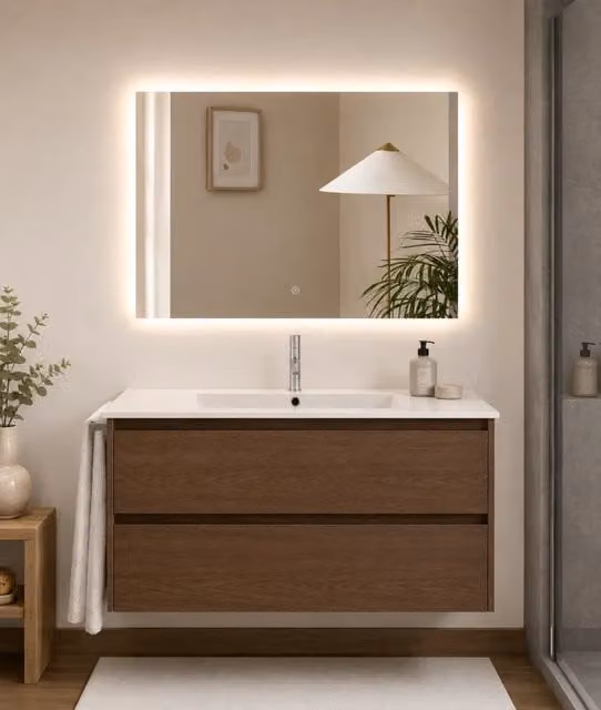 Mobile bagno con lavabo ORIGENBATH IBIZA senza specchio 100x40 cm frassino tea