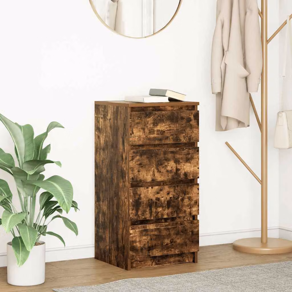 Credenza moderna vidaXL in legno multistrato e MDF, colore marrone, L 37,5 cm x P 35 cm x H 76 cm