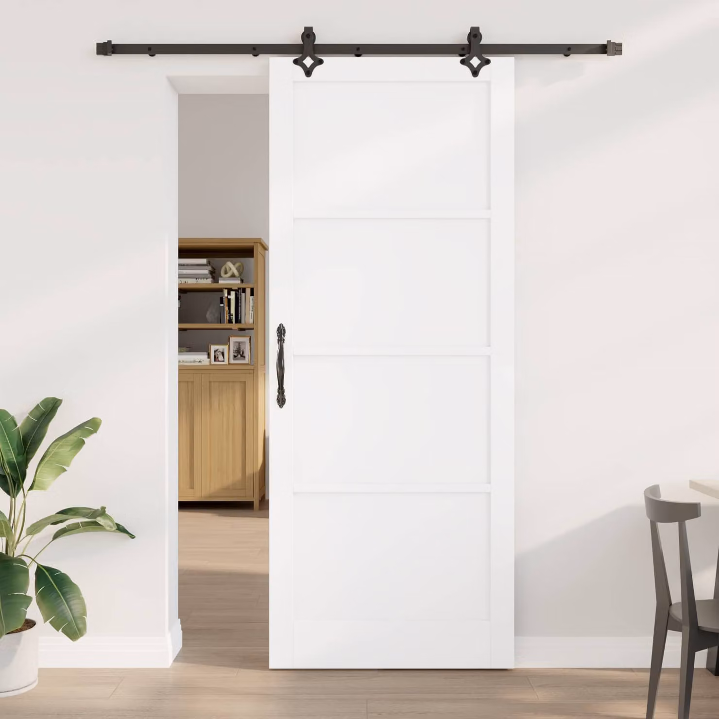 vidaXL Porta scorrevole 93 x 232 cm Legno ingegnerizzato Bianco e Nero
