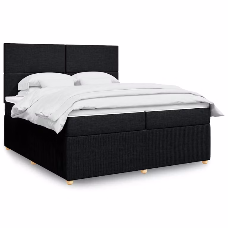 vidaXL Giroletto a Molle con Materasso Ibrido in Tessuto Nero 200 x 200 cm