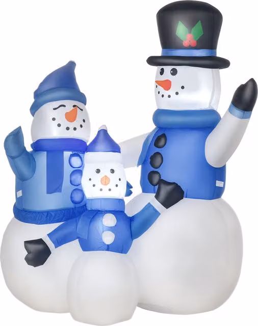 Pupazzo di Neve Gonfiabile da Esterno HOMCOM con Luci, Decorazione Natalizia Impermeabile Bianco e Blu, Altezza: 120 cm