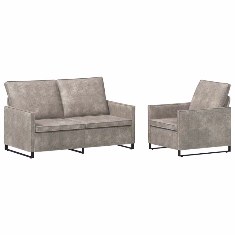 Set di 2 divani moderni vidaXL in tessuto microfibra grigio per soggiorno
