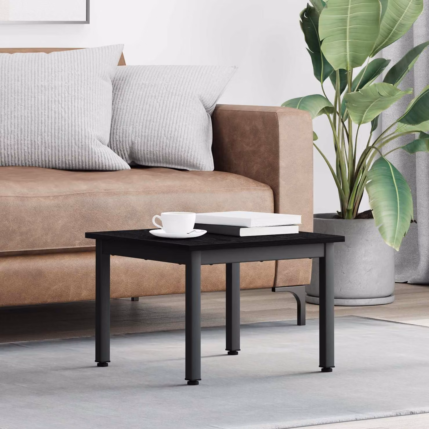 vidaXL Tavolino da salotto moderno nero L/P/H: 50 x 50 x 36 cm