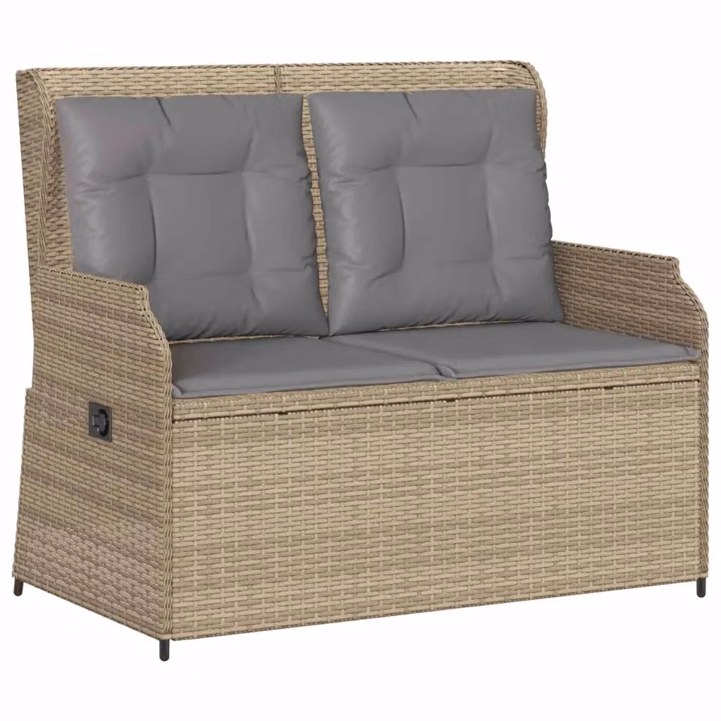 Panchina da giardino moderna vidaXL in rattan e metallo con braccioli, colore beige e grigio – 2