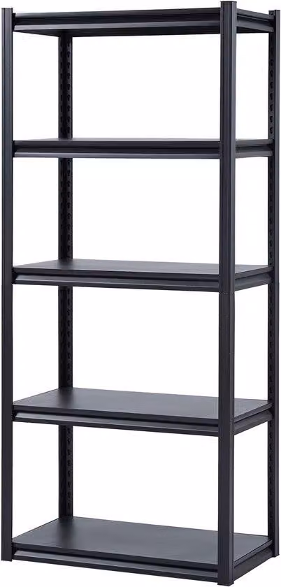 Garagerek, 907 kg - 5 ripiani regolabili - 46x81x183 cm - Scaffale metallico per cucina e bagno - Nero