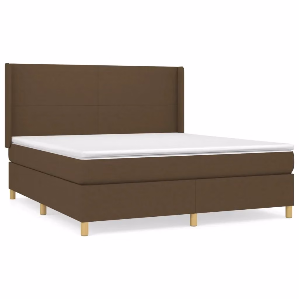 Letto Ibrido vidaXL con Giroletto a Molle e Materasso in Tessuto Marrone e Bianco L/P/H: 160 x 200 x 4 cm – 2
