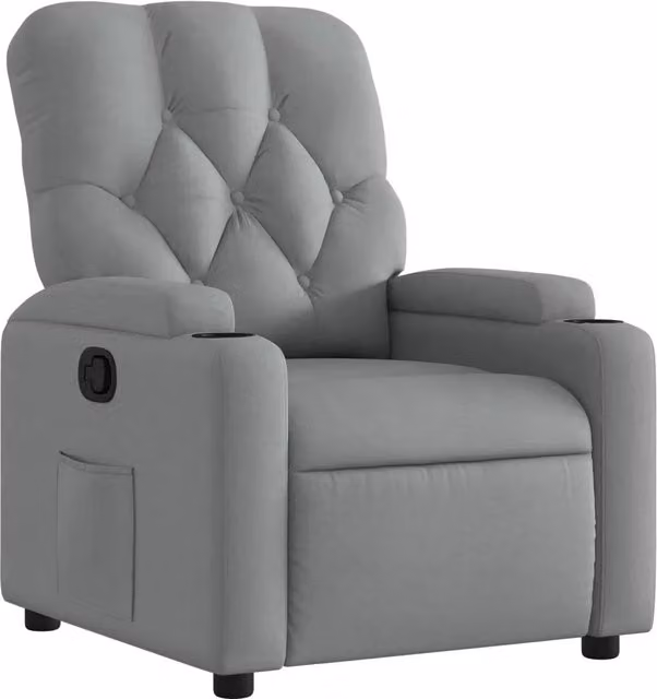 Poltrona | Sedia Relax Reclinabile in Tessuto Grigio Chiaro