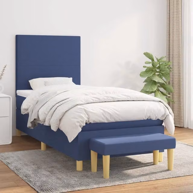 Letto Ibrido con Giroletto a Molle e Materasso vidaXL, Blu e Bianco, L/P/H: 100 x 200 x 203 cm