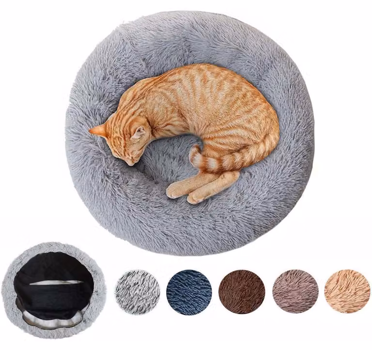 Cuccia ortopedica per cani, extra large, rotonda, lavabile, color grigio chiaro, diametro 80 cm