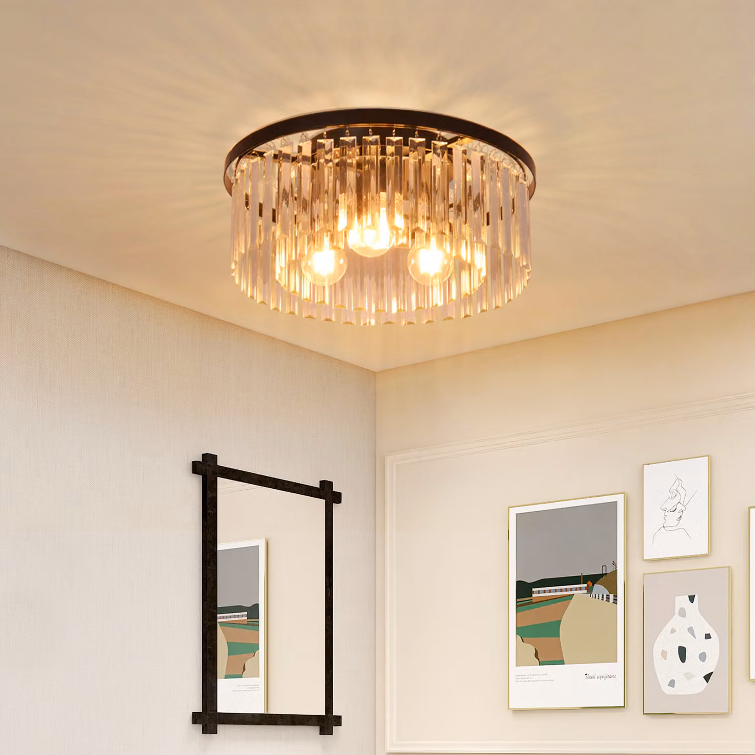 Lampada a soffitto in cristallo ZMH, ideale per la camera da letto. Lampada da soffitto per soggiorno, camera da letto, lampada E27, illuminazione a soffitto per soggiorno, sala da pranzo, cucina e ufficio