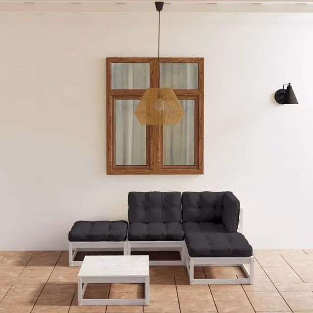 Set Divani da Giardino 5 pz con Cuscini Legno Massello Pino 3076530