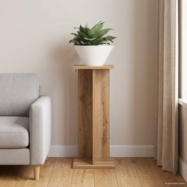 vidaXL Supporto per piante in legno Rovere Marrone L/P/H: 25 x 25,5 x 60,5 cm