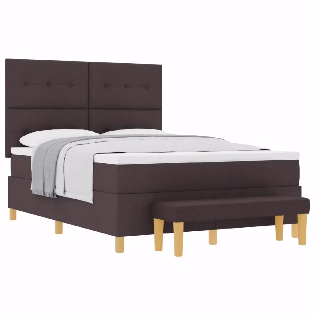 Letto a molle con materasso vidaXL in tessuto marrone L: 140 cm, P: 200 cm, H: 128 cm – 2