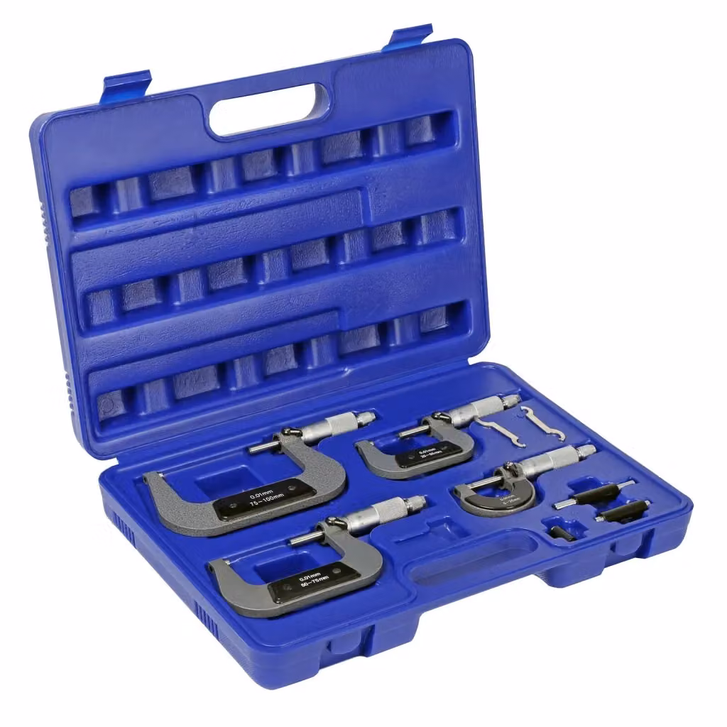 Set di 4 micrometri esterni in acciaio inossidabile colore argento, range 0-100mm – 2