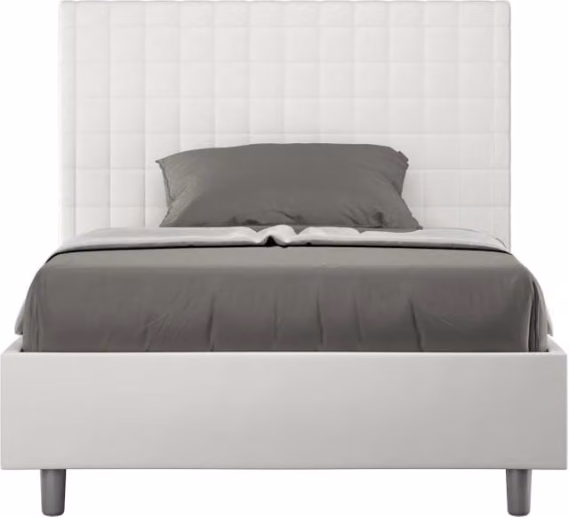 BS COM Letto singolo senza rete imbottito 100x210 similpelle bianco