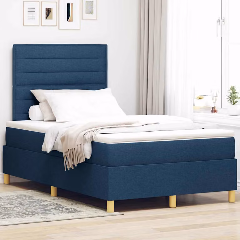 Letto a molla con illuminazione LED vidaXL in tessuto blu L: 120 cm, P: 200 cm