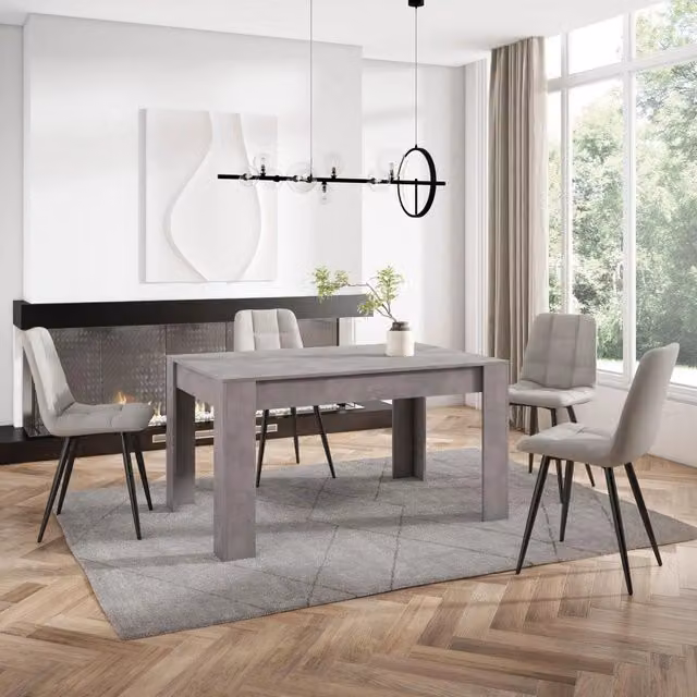 Tavolo da pranzo rettangolare SKRAUT HOME grigio cemento per 6 persone L: 140 cm, P: 90 cm, H: 76 cm – 1