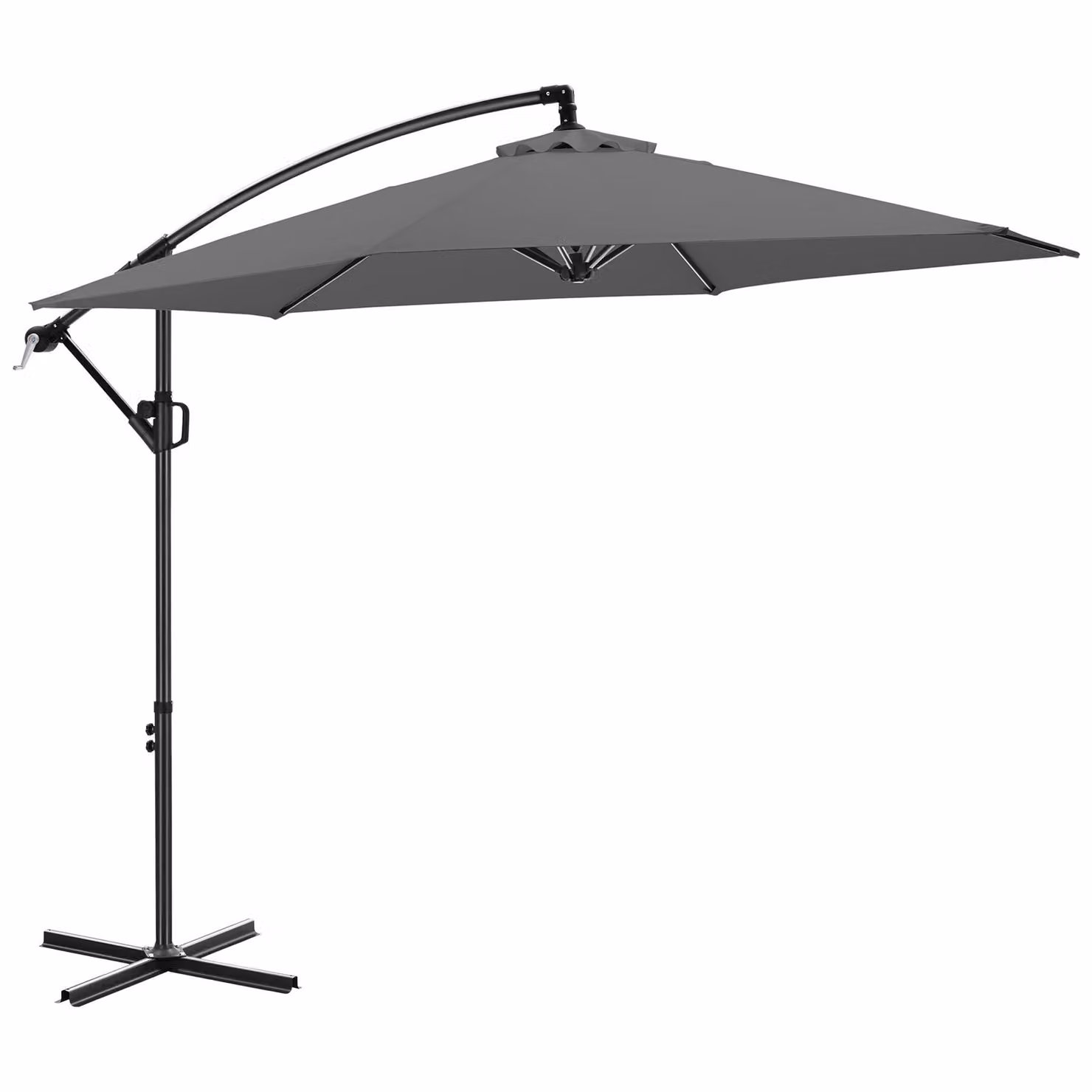 Ombrellone a braccio Artemis tectake, ruotabile a 360° e inclinabile, grigio, L/P: 3 x 3 m – 4