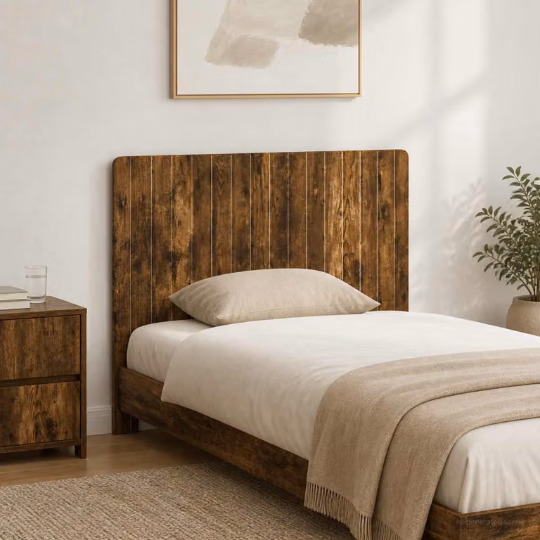 Testiera da muro vidaXL ZWOLLE in legno ingegnerizzato con mensola integrata, colore rovere fumo marrone