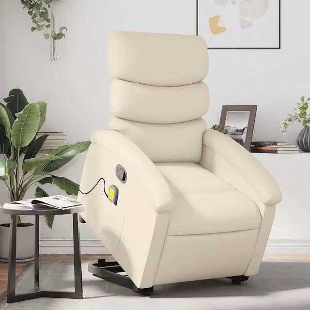 Poltrona Alzapersona Reclinabile con Assistenza Elettrica vidaXL in Similpelle Beige