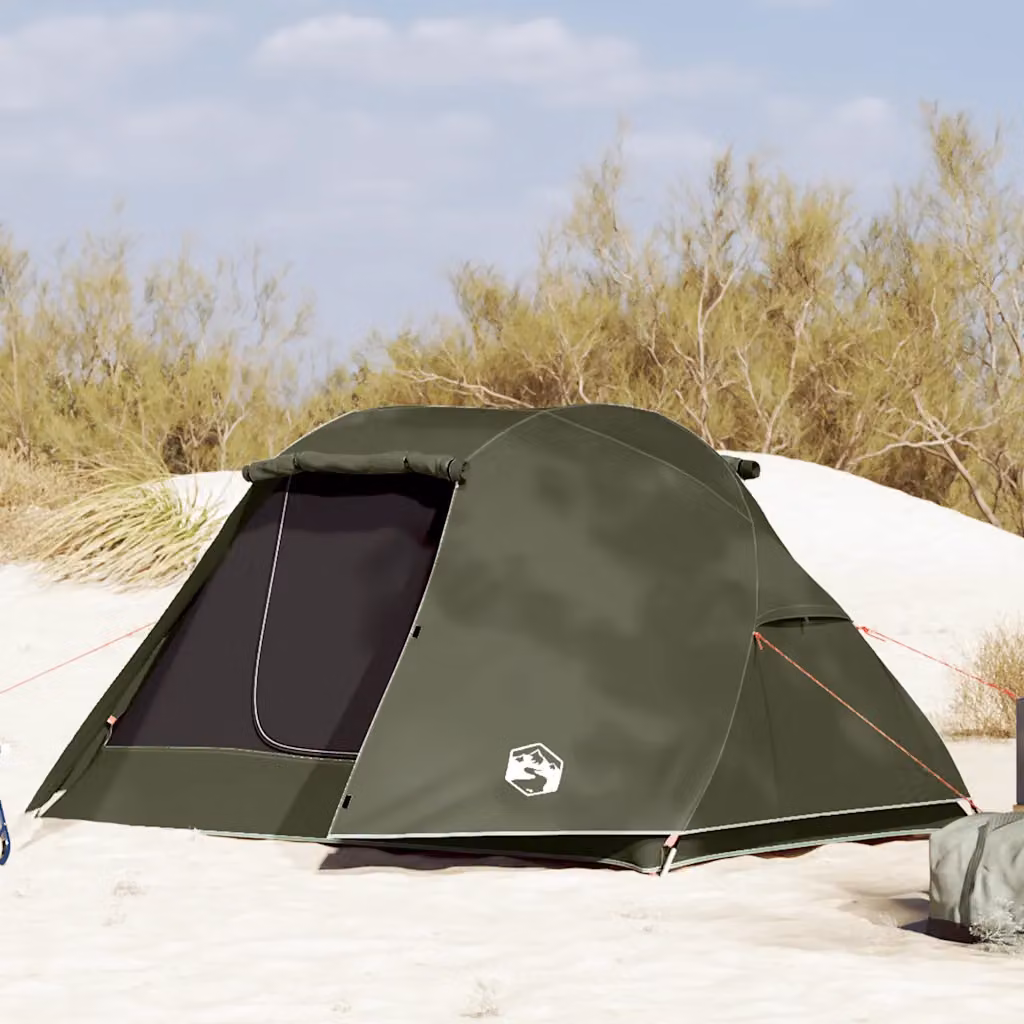 vidaXL Tenda da Pesca per 3 Persone Verde Oliva Impermeabile in Poliestere e Fibra di Vetro
