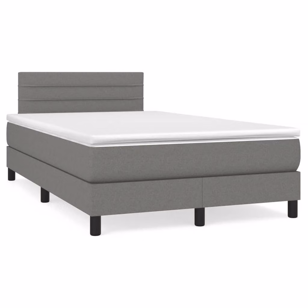 Letto con Materasso a Molle e Illuminazione LED vidaXL in Tessuto Grigio L/P/H: 120 x 200 x 88 cm – 1