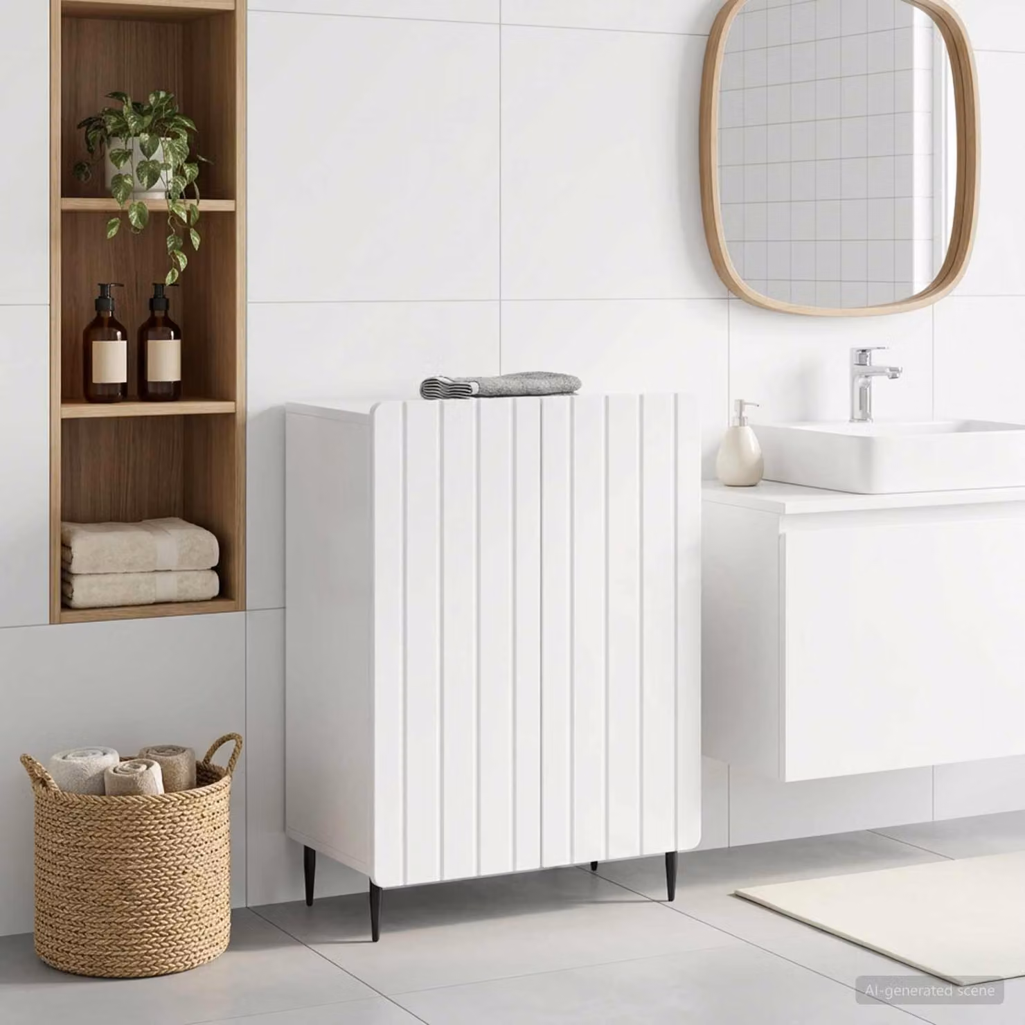 vidaXL Mobiletto da Bagno ZWOLLE Bianco Lucido L: 59,5 cm, P: 31 cm, H: 79,5 cm