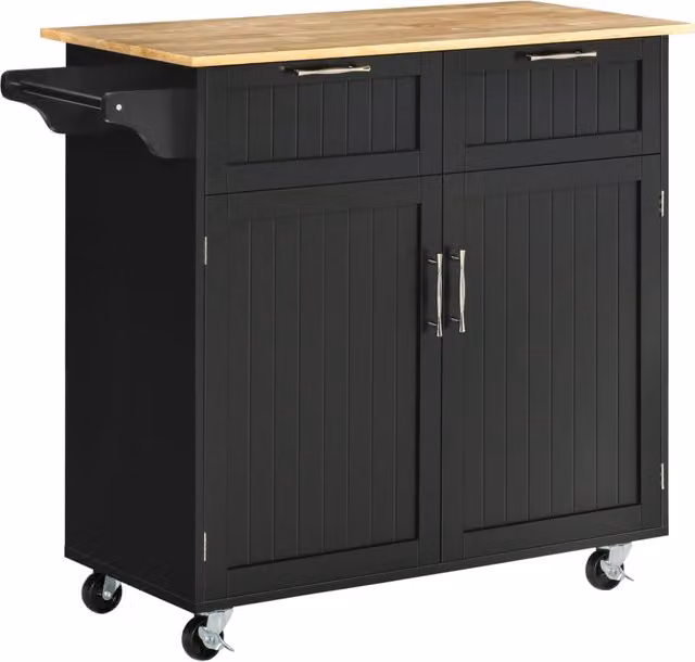 Carrello da cucina GIORDANOSHOP in legno nero con ruote L/P/H: 104 x 46 x 91 cm – 1