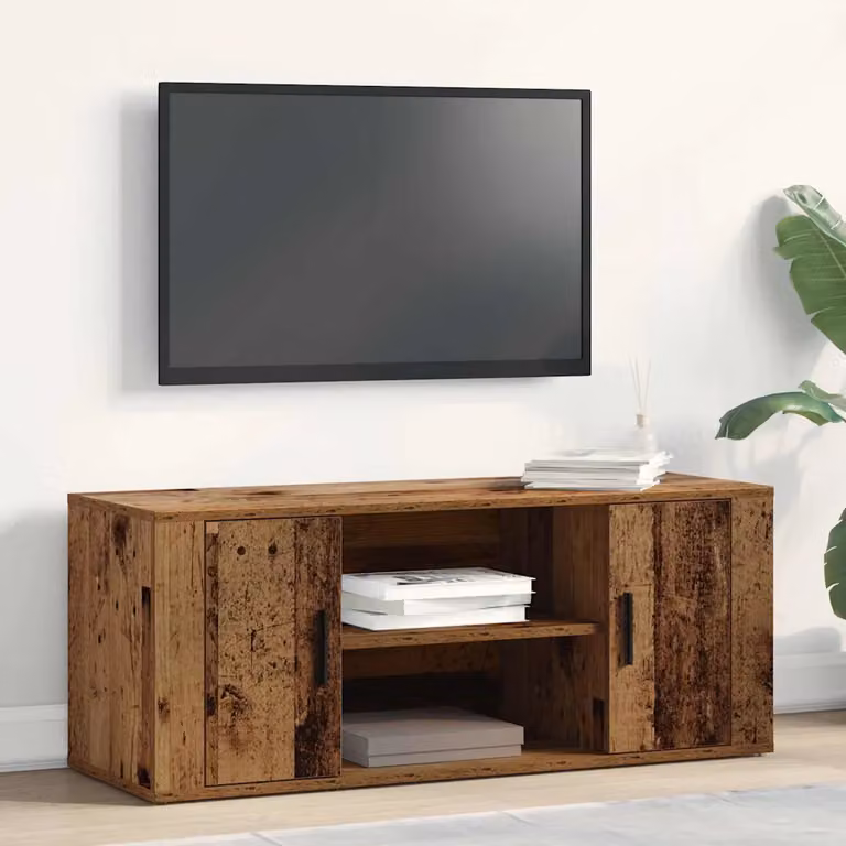 Mobile TV vidaXL in legno vecchio marrone, L 100 x P 35 x H 40 cm