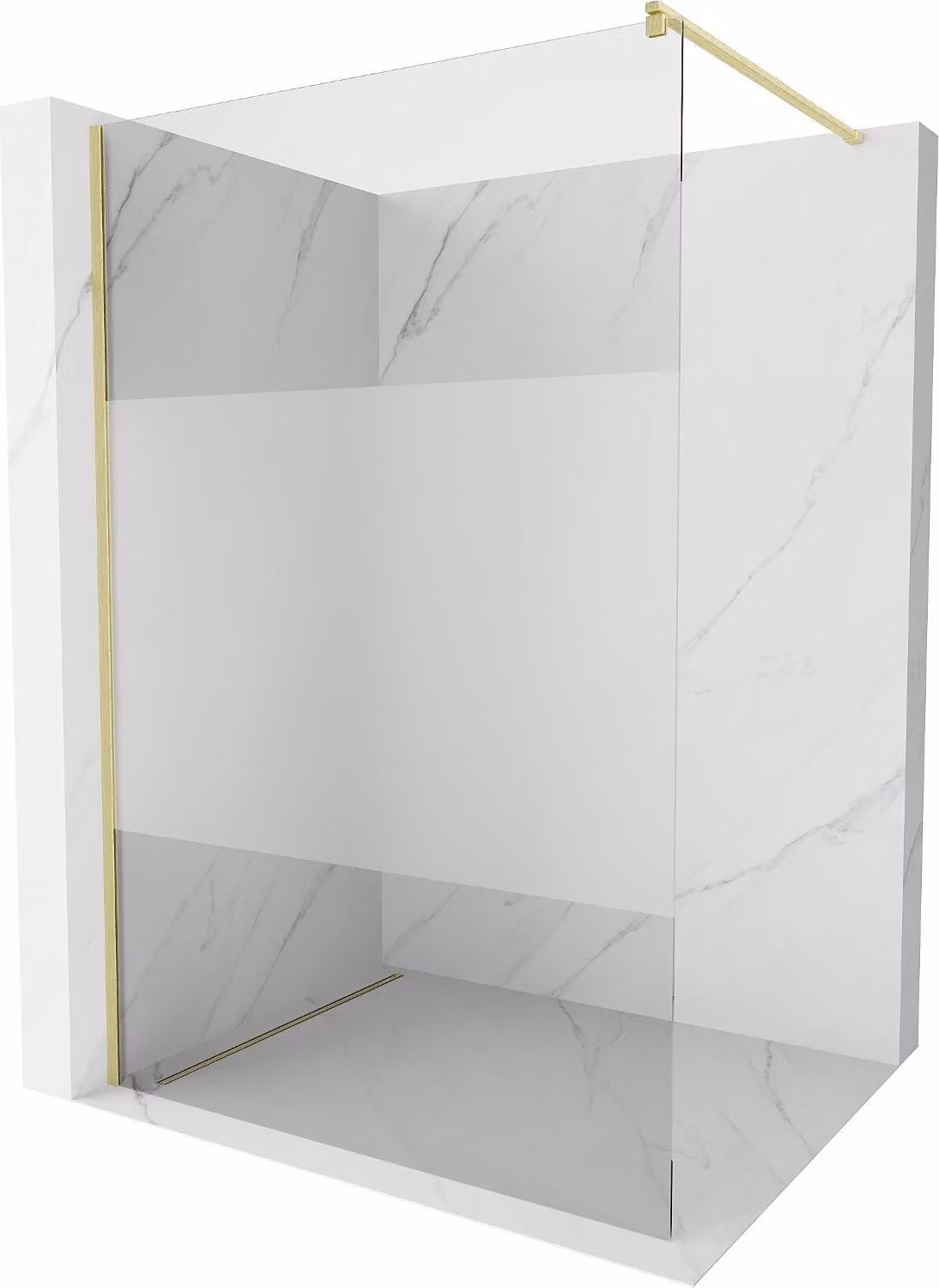 Mexen Kioto pannello doccia Walk-in 70 x 200 cm, trasparente/ghiacciato 8 mm, oro spazzolato - 800-070-101-55-35