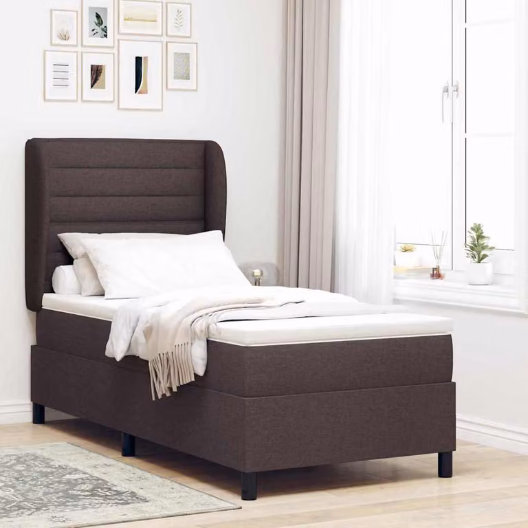 Maison Exclusive - Letto boxspring con materasso marrone scuro 90 x 190 cm Tessuto