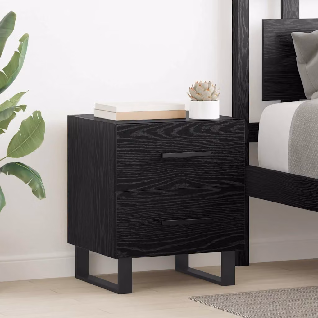 Armadio da Notte vidaXL in Stile Rustico Nero e Rovere L: 40 cm, P: 35 cm, H: 47,5 cm