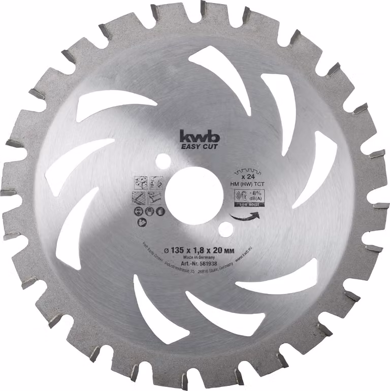 lama per sega circolare kwb 135 x 20 mm speciale per macchine a batteria Lama per sega 24 denti