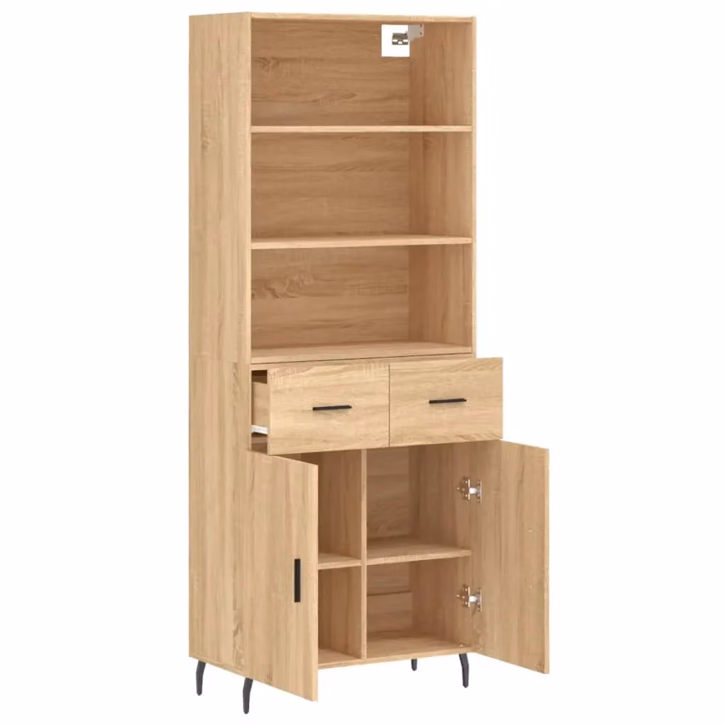 Mobile contenitore buffet con ante e ripiani in legno rovere Sonoma marrone H 180 x L 69,5 x P 34 cm – 2