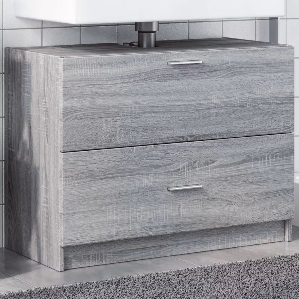 Mobile Lavabo vidaXL Grigio Sonoma per Bagno con Ante a Cerniera, L: 78 cm, P: 37 cm, H: 59 cm