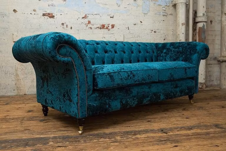 Sofa 3 Sitzer Couch design Chesterfield Polster Sitz Garnitur Leder Turkis