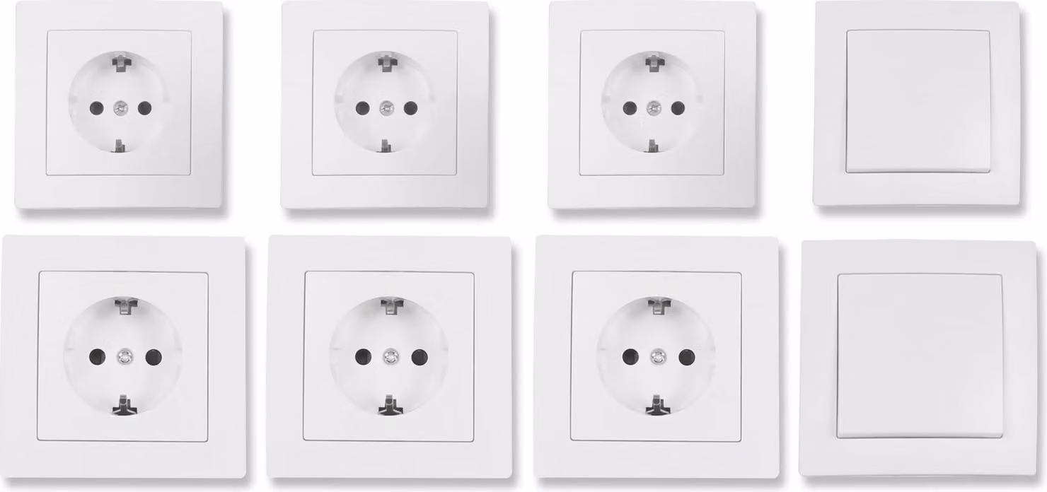 set di 16 pezzi per interruttori e prese di corrente FLAIR "Beginner", bianco, opaco