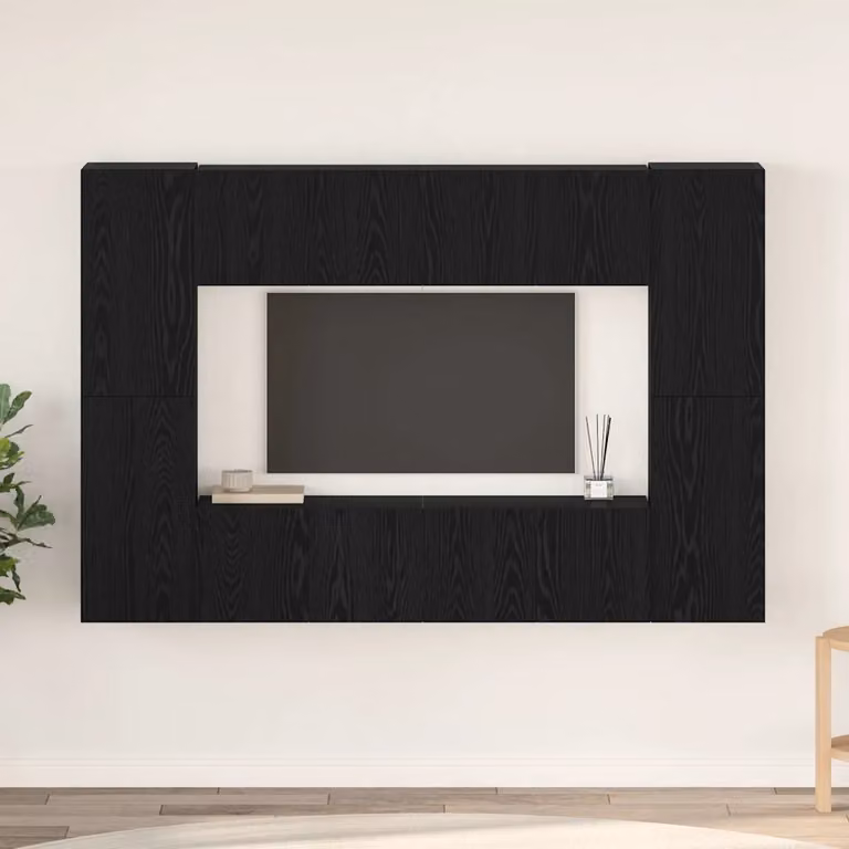Set mobile TV moderno vidaXL da parete in legno MDF color rovere e nero L: 60 cm, P: 30 cm, H: 30 cm