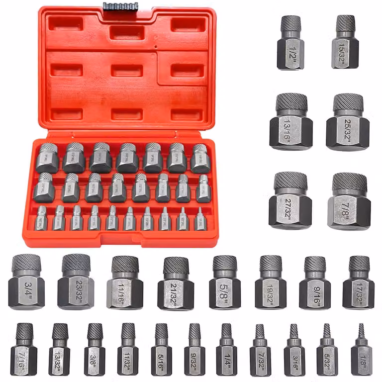 Set professionale da 25 pezzi per l'estrazione di viti, completo di custodia
