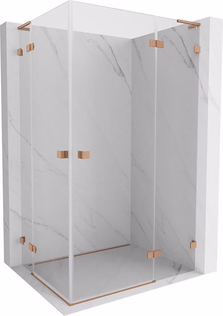 Mexen Lunar L Duo cabina doccia ad anta destra 120 x 95 cm, trasparente, rame spazzolato - 834L-120P-095L-65-00