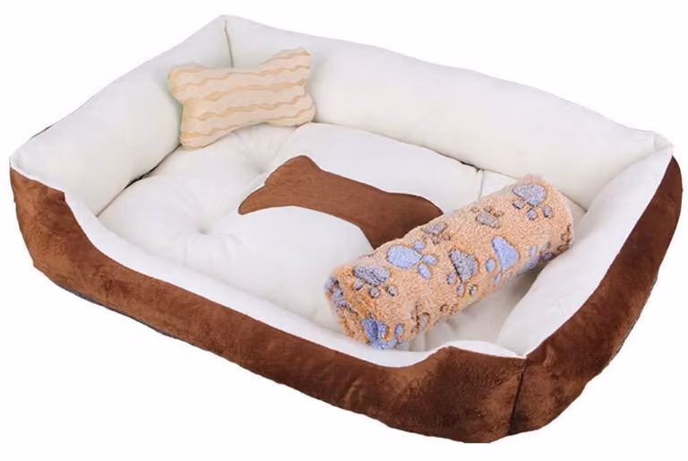 Cuccia per cani con bordo, lavabile, antiscivolo, color beige caffè, taglia L