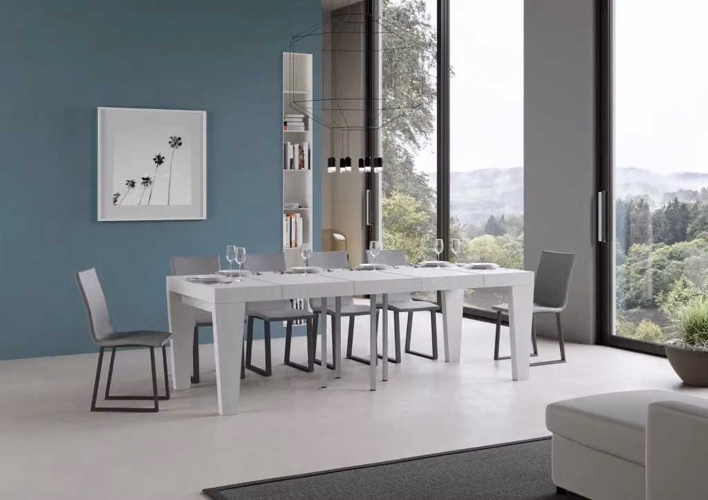 Tavolo da pranzo allungabile Itamoby Spimbo Premium rettangolare in bianco frassino L: 140/400 cm, P: 90 cm – 2