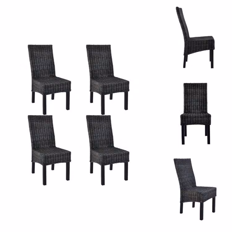 vidaXL Sedie da pranzo 4 pezzi in rattan Kubu nero e legno di mango - Sedie da pranzo