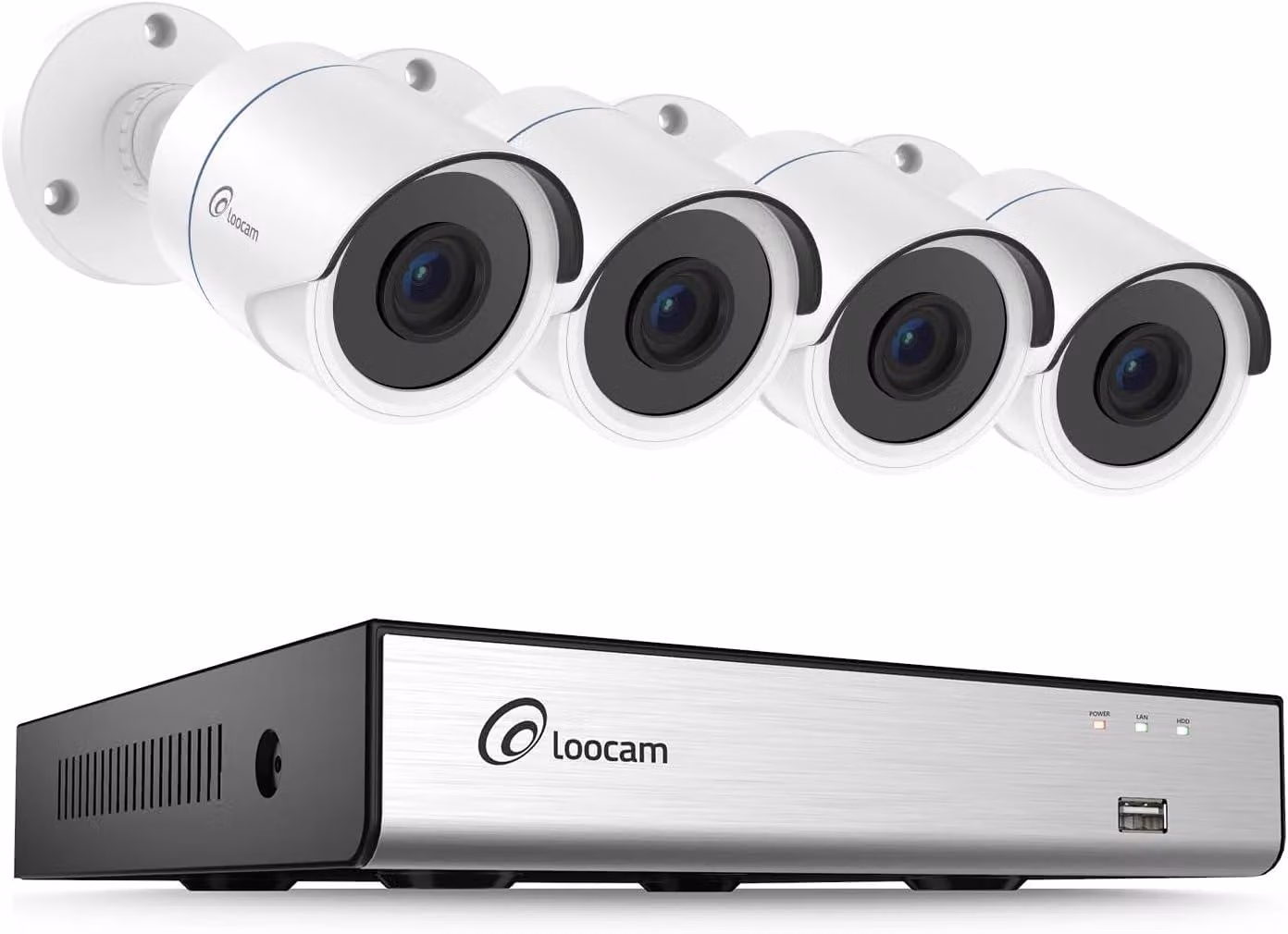 Sistema di telecamere CCTV 8 canali, risoluzione 1080P, con rilevamento AI di persone/veicoli, videoregistratore DVR Lite 5MP H.265+ e 4 telecamere di sicurezza 2MP per interni/esterni, visione notturna