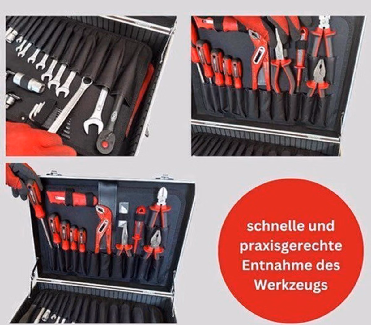 Valigetta per utensili in alluminio - set completo di utensili - acciaio cromo-vanadio - struttura rinforzata