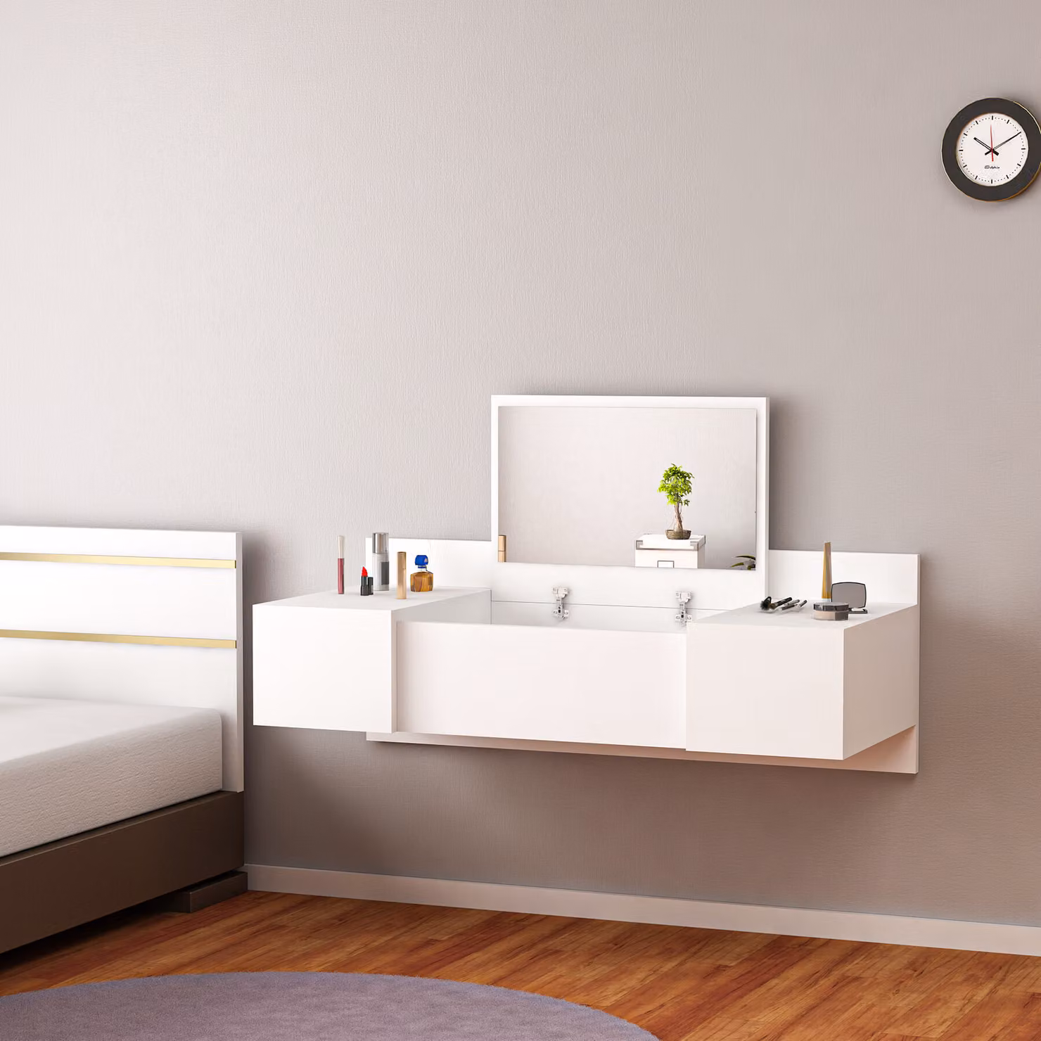 Skye Decor, Zakkum, tavolini da toilette, bianco, truciolato melaminico, 100 x 33 x 39,1 cm
