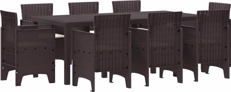 Set da Pranzo per Giardino 9 pcs Marrone Polipropilene