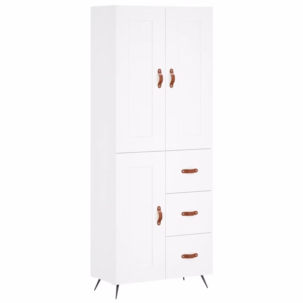 Credenza Bianca 69,5x34x180 cm in Legno Multistrato
