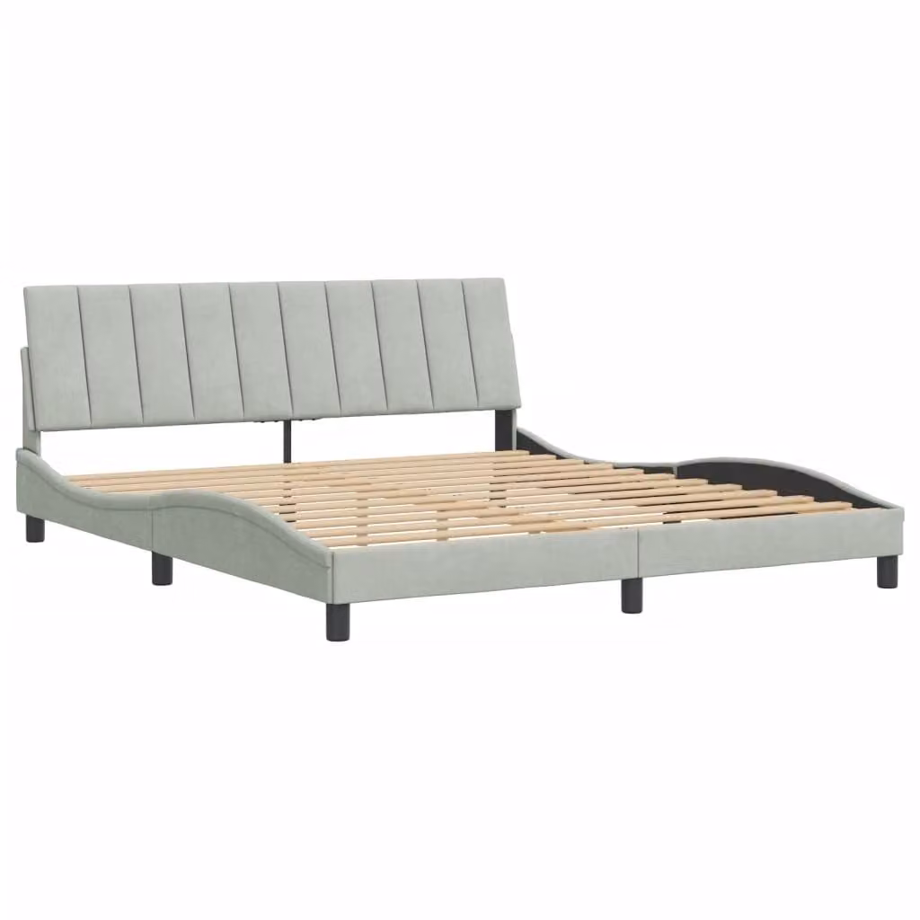 Giroletto senza Materasso Hanko Grigio Chiaro 180x200 cm Velluto