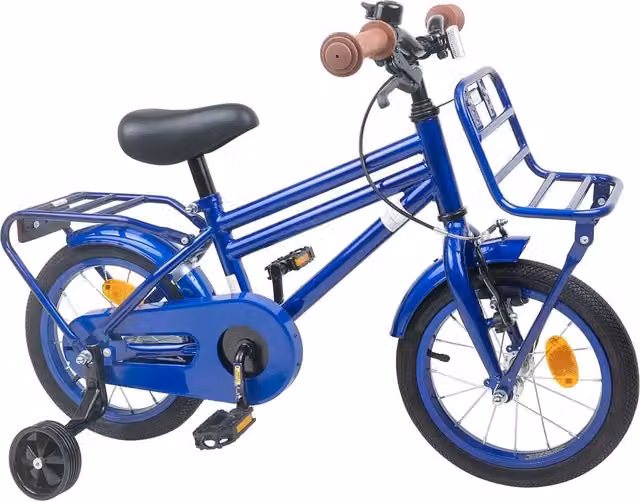 Bicicletta per bambini da 16 pollici blu in metallo e gomma